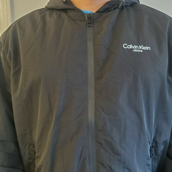 Calvin Klein Jeans Men's Full Zip Hooded Windbreaker Jacket Black 2490 0029 010 - Picture 12 of 16